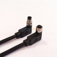 Conector Industrial de Aviación M8 de 4 Pines Macho a Hembra, Impermeable, Código M8, Conector de Codo Blindado para Señal