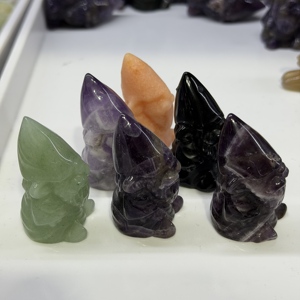 Sculptures de Gnomes en Pierres Précieuses Naturelles en Gros : Améthyste Brute, Aventurine Verte Rêveuse, Obsidienne Noire – Gravures de Nains en Cristal en Vrac - Product Image 2