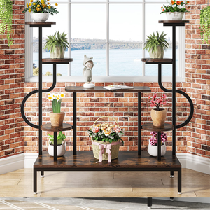 OEM & ODM Large Tall 8-Tier Metal Indoor Plant Stand Wood Ladder Holder with Flower Rack for Living Room <b>Bookcases</b> & Bookshelves - Product Image 3