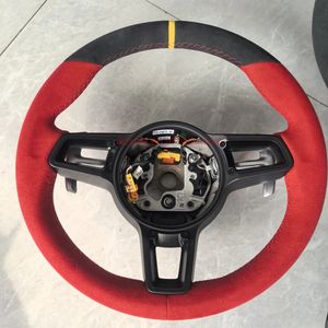 Volant de voiture à cadre en Alcantara et Rivet noir tout rouge personnalisé pour DOS <span class=keywords><strong>Macan</strong></span> 95B <span class=keywords><strong>S</strong></span> <span class=keywords><strong>Turbo</strong></span> GTS 2014 à <span class=keywords><strong>2023</strong></span> - Product Image 3