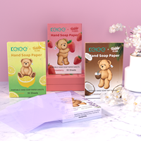 Feuilles de savon jetables en papier personnalisées en vrac KELEE X Teddy Island pour le lavage des mains, parfum noix de coco, feuilles de savon portables en papier