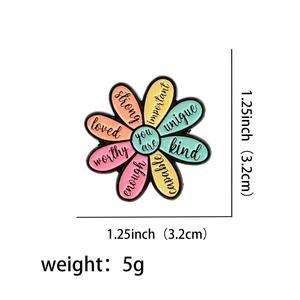 Pin Esmaltado con Diseño Floral y Citas, Impresión UV, Aleación de Zinc Plateada, Diseño de Amor para Bolsos y Ropa - Regalo de Año Nuevo Chino y Día del Padre - Product Image 5