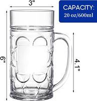 Grande tasse transparente de 1000ml en plastique avec poignées pour boissons de bar, alcool congelable