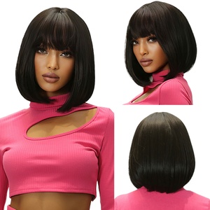 Nouvelle Arrivée <span class=keywords><strong>Perruque</strong></span> Courte Bob Femme Style Européen & Américain Raie au Milieu Cheveux Noirs Chinois Full Lace - Product Image 1