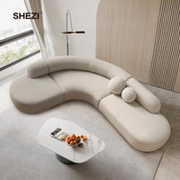 SHEZI Modern beyaz kumaş yuvarlak koltuk takımı Boucle yarı dairesel kavisli otel Villa daire oturma odası için