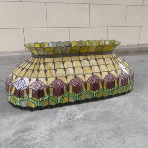 Lámpara Colgante Tiffany de 32 Pulgadas, Hecha a Mano, con Vidrio de Colores, Diseño de Flor de Tulipán, para Comedor, Sala de Estar, Decoración de Pasillo - Product Image 5