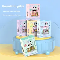Kit de mini briques de librairie Panda mignon - Assemblage DIY, blocs de construction de vue de rue, jouet éducatif de décoration pour adolescents