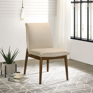 Ensemble de 2 chaises de salle à manger modernes en velours beige Monza pour salle à manger, cuisine, restaurant, design sans accoudoirs avec pieds en bois massif - Product Image 3