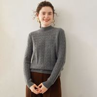 Pull en cachemire personnalisé pour femme, col semi-montant, coupe ample, motif jacquard papillon, idéal comme sous-pull