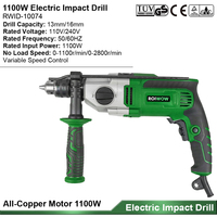 Taladro percutor eléctrico profesional con cable de 1100W, 13/16mm, velocidad variable, herramienta eléctrica manual de alta resistencia, taladro percutor de mano.