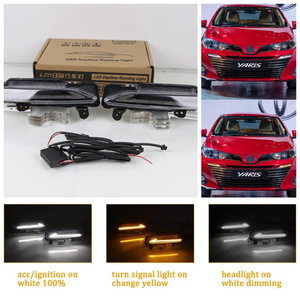 Feux de jour LED pour <span class=keywords><strong>Toyota</strong></span> <span class=keywords><strong>Yaris</strong></span> 2017~2019, clignotants jaunes, feux de jour, phares de conduite automatique, feux antibrouillard - Product Image 3