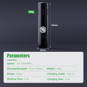 Máquina de Tatuar Inalámbrica <span class=keywords><strong>Dragonhawk</strong></span> X3 Pro Negra con Batería de Litio, Precio Bajo al por Mayor - Product Image 6