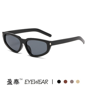 Lunettes de soleil œil de chat irrégulières cloutées Mi, protection UV400, monture PC, style petit visage pour femme - Product Image 2