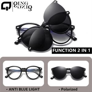 نظارات شمسية رجالية سوداء ريترو من TR90 مع إطارات بصرية مغناطيسية قابلة للتركيب، عدسات مستقطبة للقيادة 3 في 1 مضادة للضوء الأزرق وللقراءة البصرية 2025 2026 - Product Image 3