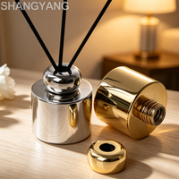 Bouteille en verre ronde de 120 ml pour diffuseur à bâtonnets, vide, avec bouchon à vis électroplaqué, pour huiles essentielles et parfums.