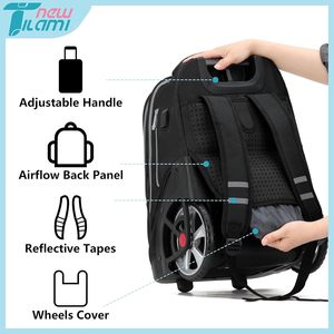 Free Sample Personalized 18-inch Nylon <b>Wheeled</b> Rolling <b>Backpack</b> Zipper Water Resistant Large Capacity for Work Laptop Travel - Product Image 2