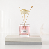 Bouteille en verre vide pour diffuseur d'arômes 200 ml avec bouchon boule en bois, logo personnalisé, vente en gros usine