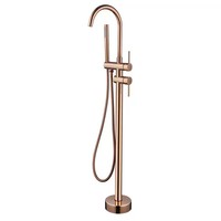 Robinet de baignoire en acier inoxydable 304 brossé, avec douchette, pour eau chaude et froide, à poser au sol, vertical