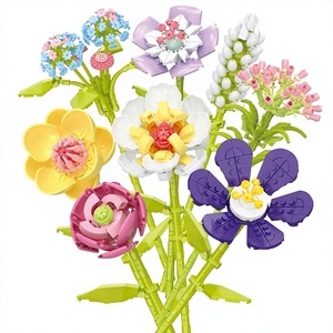 Blocs de construction éducatifs transfrontaliers pour enfants, 40 pièces, en plastique ABS, petites particules, simulation florale : <span class=keywords><strong>Rose</strong></span>, Pivoine, Fougère - Product Image 1