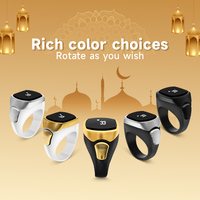 Bague Tasbeeh numérique unisexe étanche pour musulmans, 6 canaux, rechargeable, silencieuse, or rose, compteur Iqibla, contrôle par application