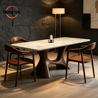 Table à manger rectangulaire en marbre moderne de luxe, table à base solide en bois de noyer de qualité supérieure, appartement, table de salon postmoderne