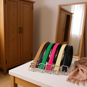 Cinturón de Cuero PU de 2.5 cm con Hebilla Metálica Cuadrada, Cinturones de Moda para Mujer - Product Image 3