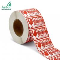 Rouleau d'étiquettes fragiles en gros, taille 75*50mm, étiquettes d'avertissement personnalisées, autocollants d'expédition imprimés pour les opérations d'entrepôt