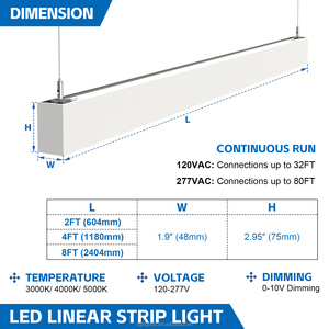 Luminaire linéaire LED moderne, installation facile, lampe de plafond LED à économie d'énergie pour l'éclairage intérieur de bureaux, maisons et cuisines - Product Image 5