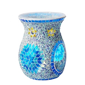Brûleur à huile essentielle en verre mosaïque fabriqué à <span class=keywords><strong>Marrakech</strong></span>, chauffe-cire pour bougies parfumées, chauffe-cire pour huiles essentielles - Product Image 5