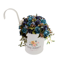 Pot de fleur coloré avec crochet seau suspendu pot de plante d'herbes galvanisé en gros jardinière en fer métallique avec cintre pots de jardin à la maison