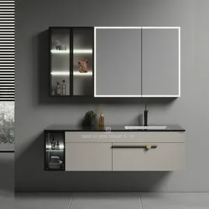 현대 벽걸이 형 합판 욕실 세면대 공급 업체 욕실 거울 캐비닛 세면대