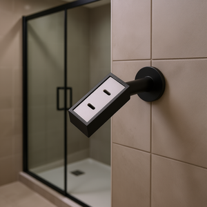 Support de porte de douche noir mat en acier inoxydable, design rectangulaire minimaliste - Product Image 2