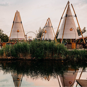 Nouvelle Tente Tipi de Luxe pour Mariage et Glamping en Toile Oxford avec Lanternes en Bambou pour Grandes Fêtes en Extérieur - Product Image 4