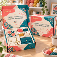 Boîte d'expédition personnalisée pour kit de démarrage de broderie au point de croix, avec éponge et pelliculage brillant, en carton ondulé, pour ensemble d'artisanat