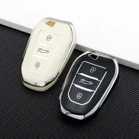 Applicable To Dongfeng New Peugeot 408 Key Cover 4008 Logo 3008 Car 308  Dedicated Case E2008 Buckle 508L307 New Standard A Black One-Click Start  High-End Leather