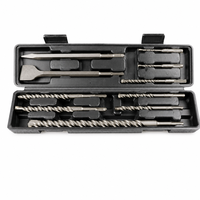 Lot de 10 forets et burins SDS Plus pour béton, mèches de 5-20 mm, 110-350 mm, kit de forets pour marteau perforateur et maçonnerie avec étui