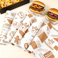 Kertas Pembungkus Burger Sandwich Anti Minyak Ramah Lingkungan Biodegradable Tahan Air Food Grade untuk Roti Hamburger, Dicetak Sesuai Pesanan