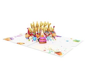 Tarjeta de Felicitación Personalizada con Impresión Digital 3D, Diseño Vietnamita, de Lujo, con Velas Artísticas de Papel, para Fiestas de Cumpleaños - Product Image 3