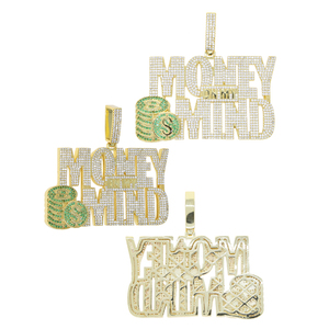 สินค้ามาใหม่เครื่องประดับเพชร CZ 5A ประดับสำหรับฮิปฮอปชายเคลือบสีเขียวลูกบาศก์เซอร์โคเนียเงินในใจของฉันสร้อยคอจี้ - Product Image 5