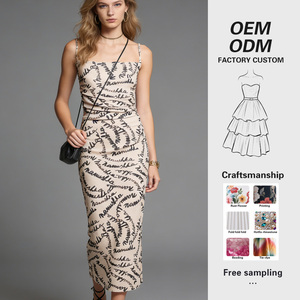 Abito lungo da donna elegante con stampa graffiti e scollo all'americana, senza maniche, silhouette dritta, per feste, con motivo a lettere - Product Image 1