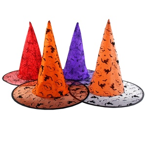 Set <span class=keywords><strong>de</strong></span> 4 Sombreros <span class=keywords><strong>de</strong></span> <span class=keywords><strong>Bruja</strong></span> para Halloween, Coloridos, con Estampado, <span class=keywords><strong>de</strong></span> Ala Ancha, para Disfraces, Decoración, Truco o Trato - Product Image 1