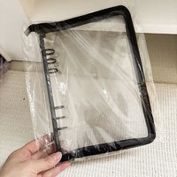 Couverture de carnet A5 en PVC à feuilles mobiles, série Macaron Pailleté, avec fermeture éclair et bord transparent, pour journal d'appréciation des fans