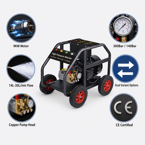 Hidrolavadora Eléctrica de Alta Presión de 9kW y 300 bar con Funciones de Limpieza Profunda y Sin Residuos para Uso Industrial, de Alta Resistencia, con Certificación CE - Product Image 3