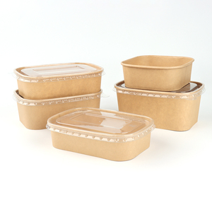 Bol en papier carré personnalisé avec logo, <span class=keywords><strong>prix</strong></span> d'usine, conteneur alimentaire en kraft, impression personnalisée pour la promotion et l'image de marque des restaurants - Product Image 1