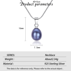 Collar de Plata de Ley S925 al por Mayor con Colgante de Perla Única Chapada en Oro de 7-8 mm, Joyería Clásica para Mujer - Product Image 6