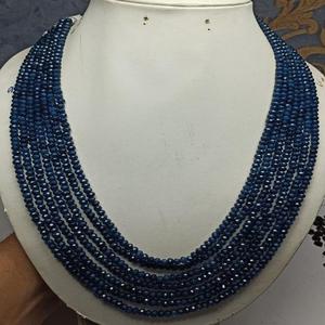 Collar de Cuentas Redondas Facetadas de Jade Azul Natural de Alta Calidad Grado AAA de 4 mm para la Fabricación de Joyas, Certificado por M.Y.GEMS, Hecho en India - Product Image 1