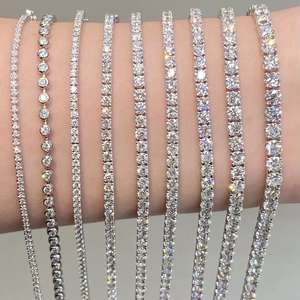 2 मिमी 3 मिमी 4 मिमी 5 मिमी सफेद सोने की कस्टम प्रयोगशाला डायमंड राउंड कट चरस आभूषण प्रंग सेट टेनिस ब्रैसलेट महिला गहने - Product Image 1