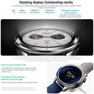 Montre connectée Xiao Mi Watch S4 mondiale avec écran AMOLED de 1,43 pouces, batterie longue durée de 486 mAh, étanche 5 ATM, montre de sport - Product Image 3