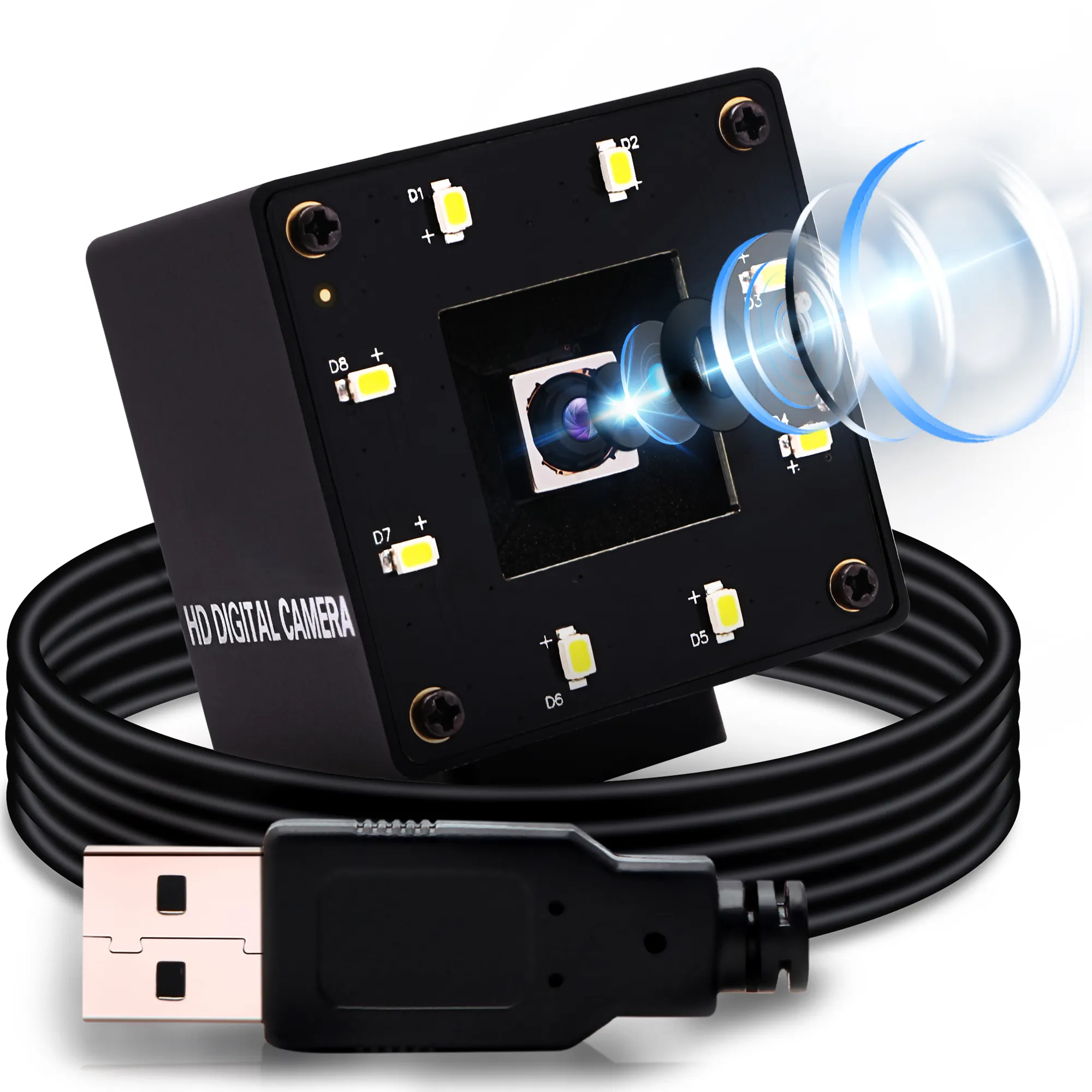 Elp กล้องออโต้โฟกัส USB 16MP กับ LED สีขาว MINI UVC เว็บแคม USB2.0กับ68องศาไม่มีการบิดเบือนเลนส์ IMX298วิดีโอพีซีกล้อง USB