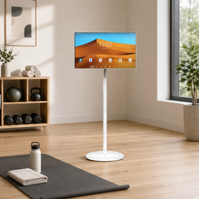 Movable Android Smart TV 27 32 Inch Touch Screen Portable Rolling Display with Battery Wireless Casting Whiteboard